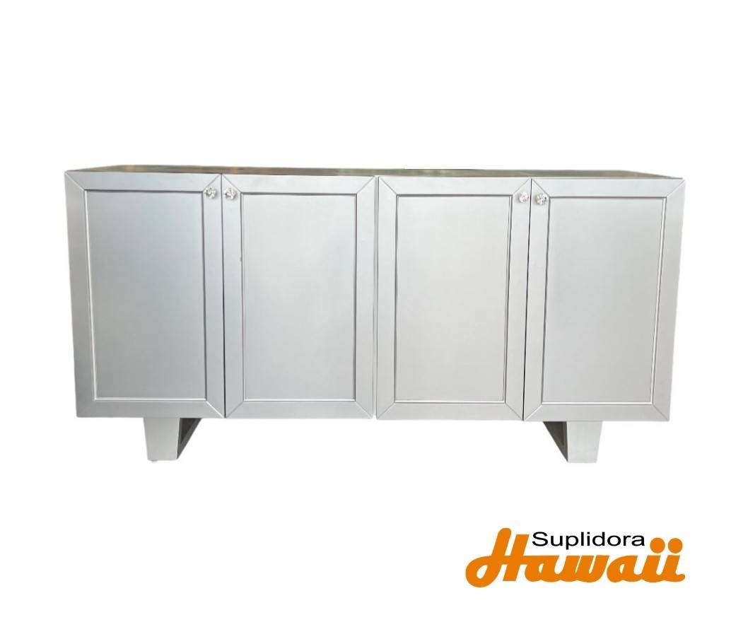 CREDENZA VINERA BETTY  4/P BLANCA/PLATEADO