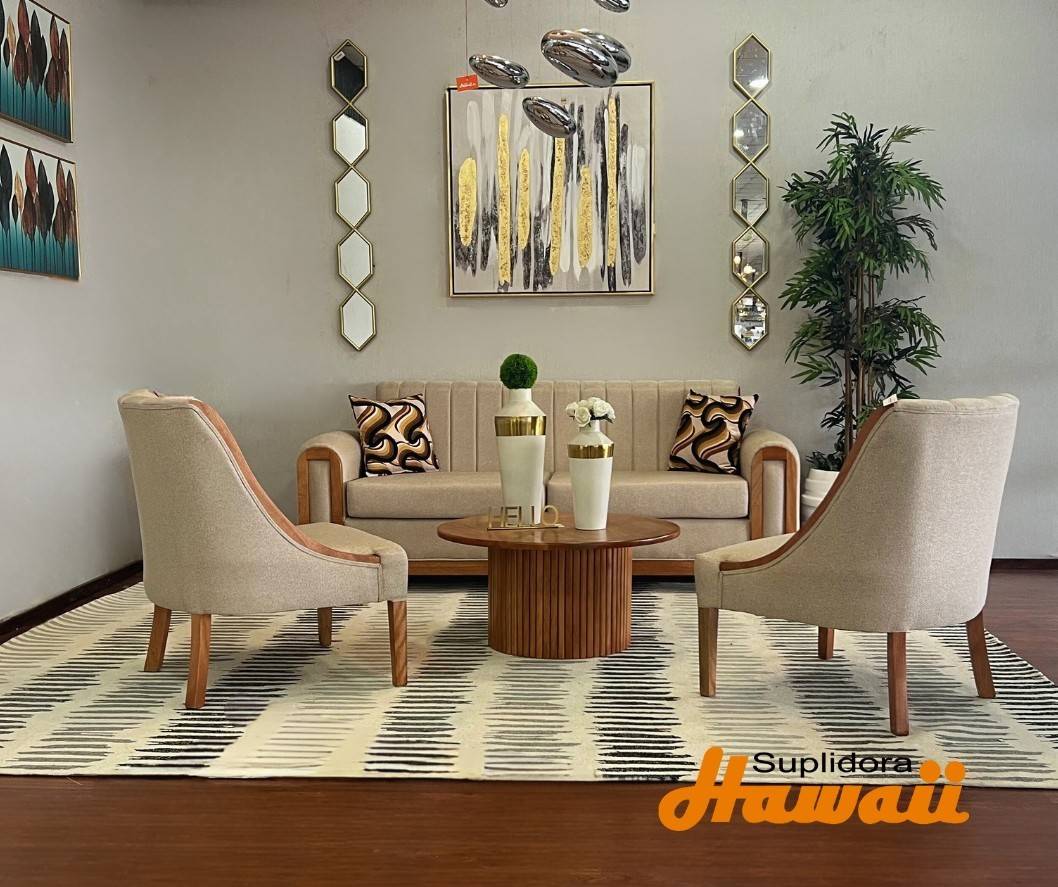 MUEBLE YIRA S/3 2/B 1/M MADERA NATURAL TAPIZ/CREMA OSCURO R.A.