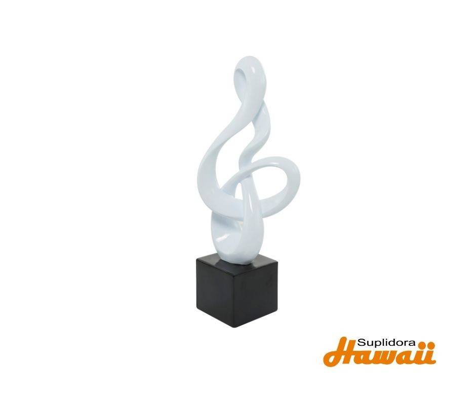 ESCULTURA DE REMOLINO ABSTRACTO 29154 POLIPIEDRA BLANCONEGRO 15''x15''x37''