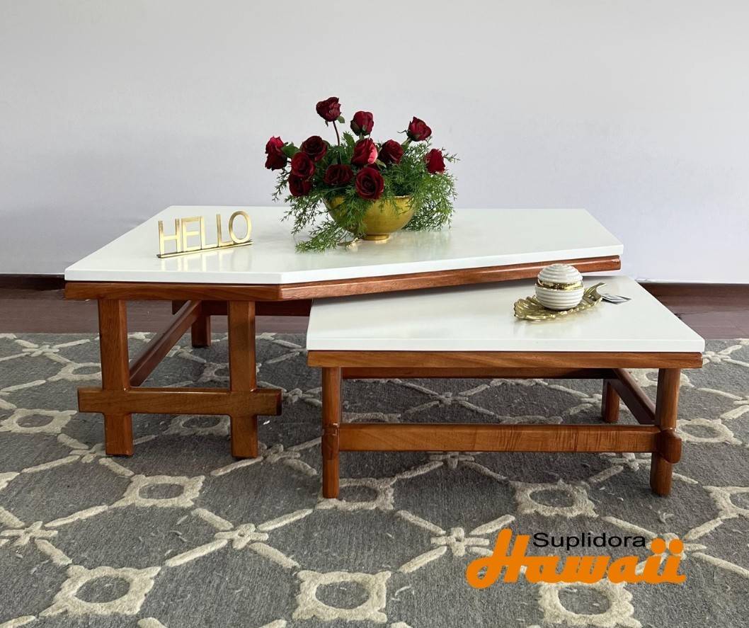 MESA DE CENTRO PIZZA MADERA NATURAL C/BLANCO P.M.