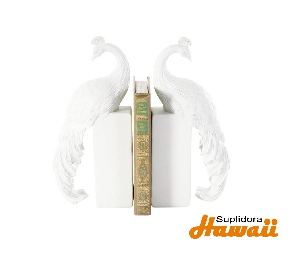 ADORNO SUJETA LIBROS PAVO REAL 10863 BLANCO 6W 12H
