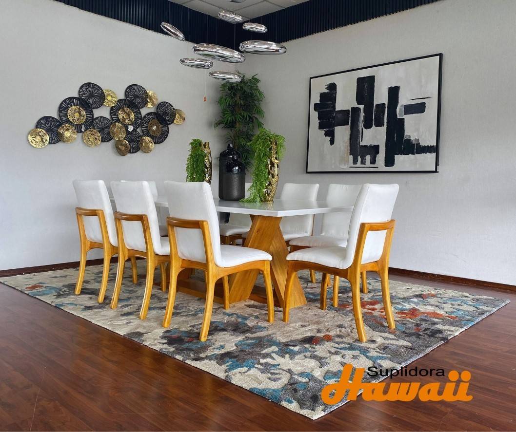 COMEDOR DALILA NATURAL TAPIZ/CREMA CLARO 8/S T/MADERA BLANCO E.M.
