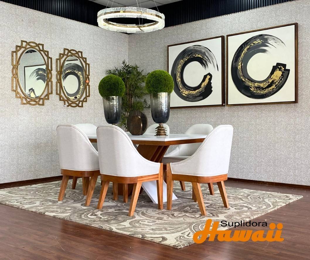 COMEDOR PRISMA NATURAL TAPIZ/CREMA OSCUR T/MADERA BLANCO C/NATURAL 6/S R.A.