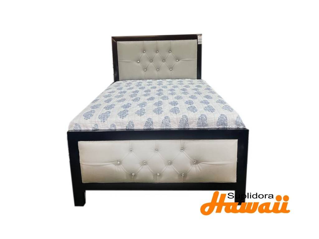 CAMA NORMAL TAPIZADA NEGRO EN 54''