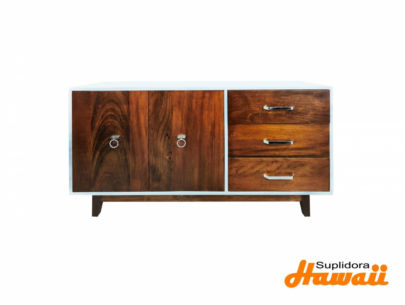 CREDENZA BLANCA CCOLOR CAOBA 60 2P 3GAVETAS LATERALES D Y R