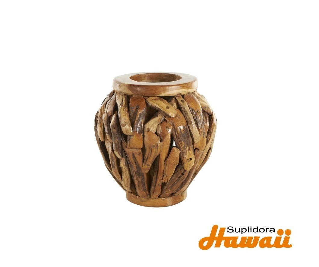 JARRON DE MADERA TECO MARRON 12066 CBORDE NATURAL