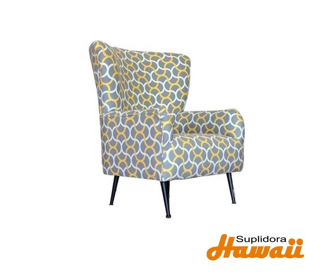 BUTACA TAPIZADA TAPIZGRIS CON DISEOS AMARILLO Y BLANCO DR