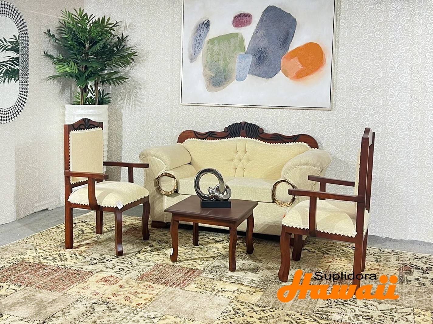 MUEBLE BASUCA S/2 2/B 1/M EN PINO CREMA
