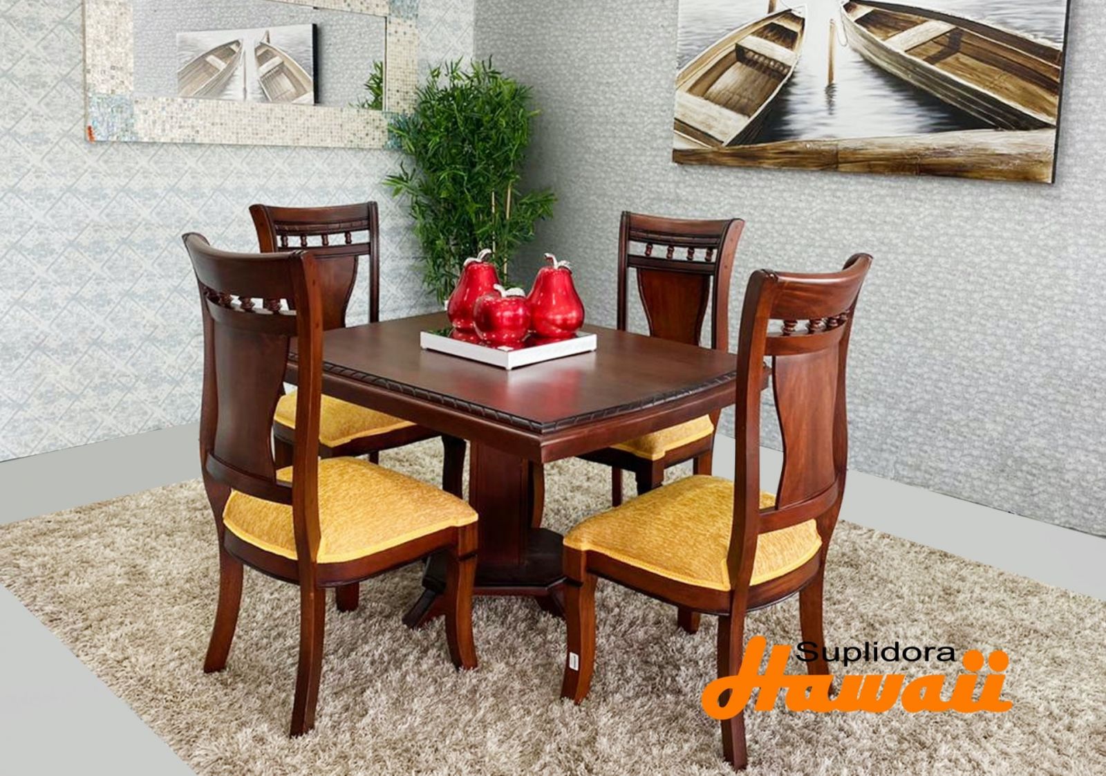 COMEDOR EMELY C/BOLITA 4/S TAPIZ/AMARILLO