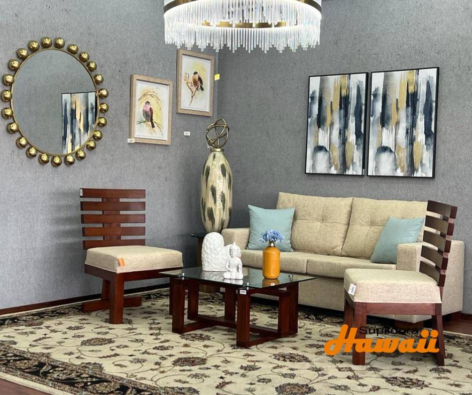 MUEBLE PERLA S/2 2/B 1/M MADERA NATURAL TAPIZ/CREMA CLARO D.R.