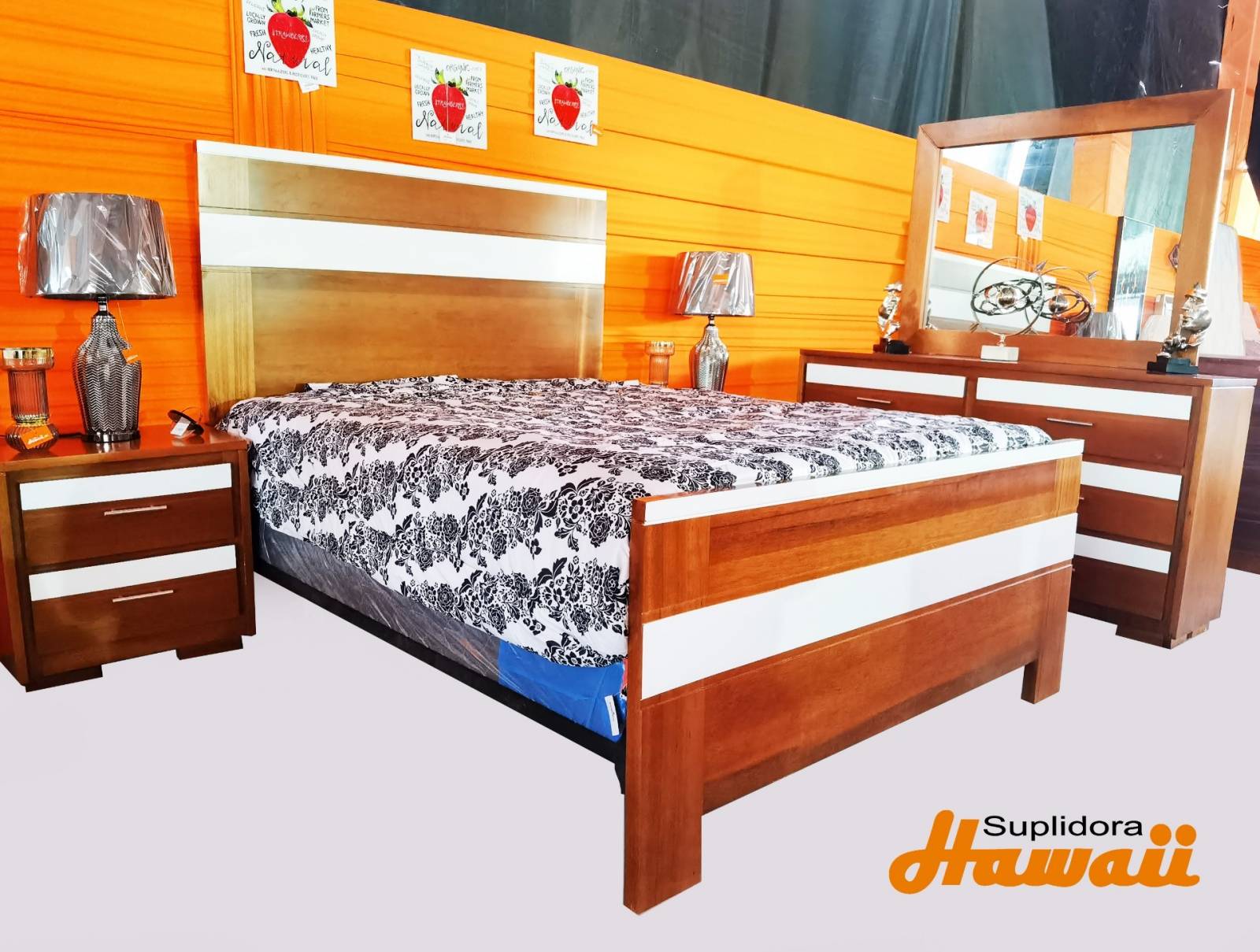 JUEGO APOSENTO ZEBRA 60 NATURAL C/BLANCO P.M.