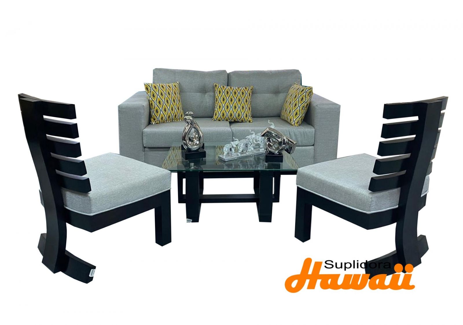 MUEBLE VERSALLES ARMANI GRIS S/3 2B 1M MADERA NEGRA