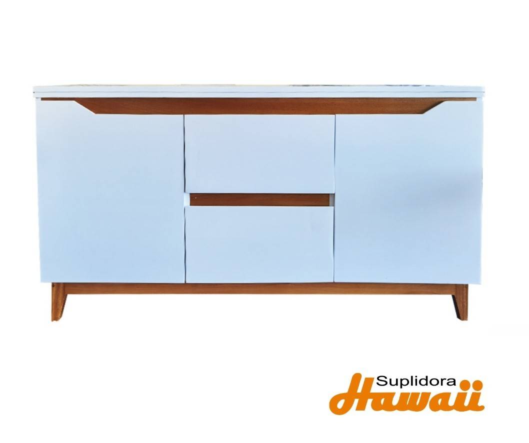 CREDENZA BLANCA CON NATURAL 60 2GAV CENTRO Y 2P LATERALES