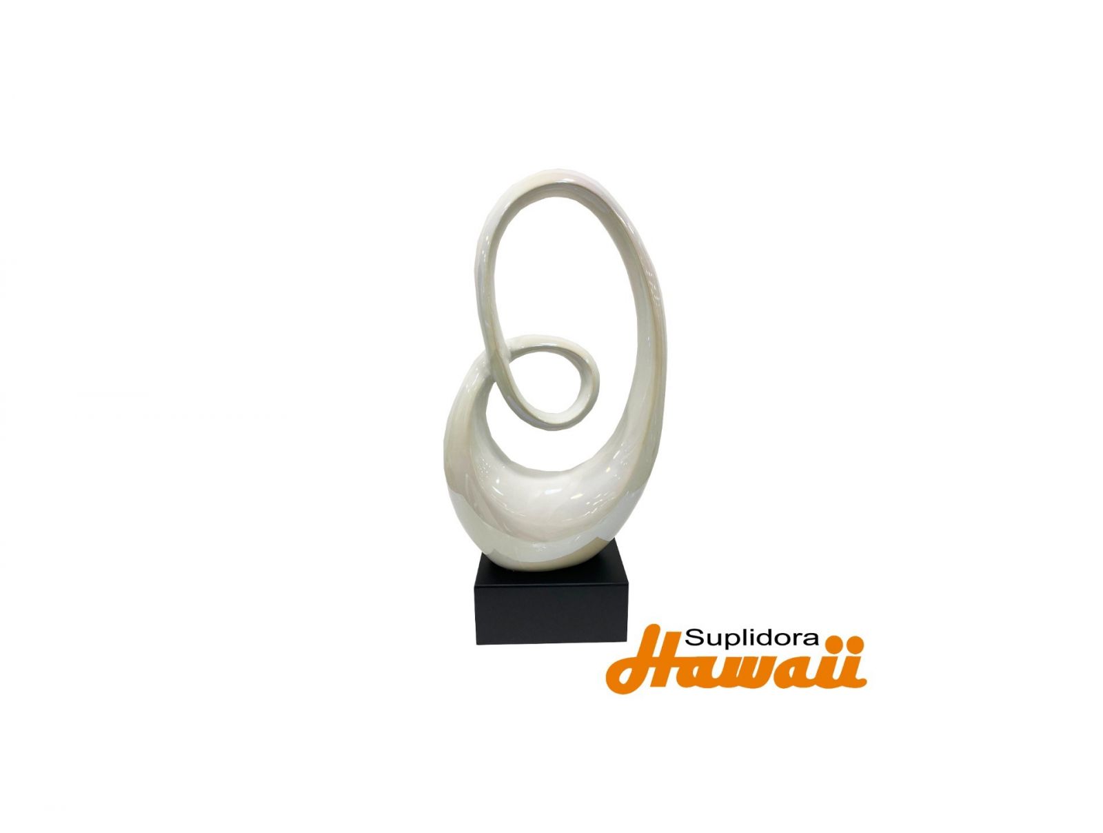 ESCULTURA ABSTRACTA MODERNA 96717 DE CERAMICA BLANCO 10 x 5 x 21