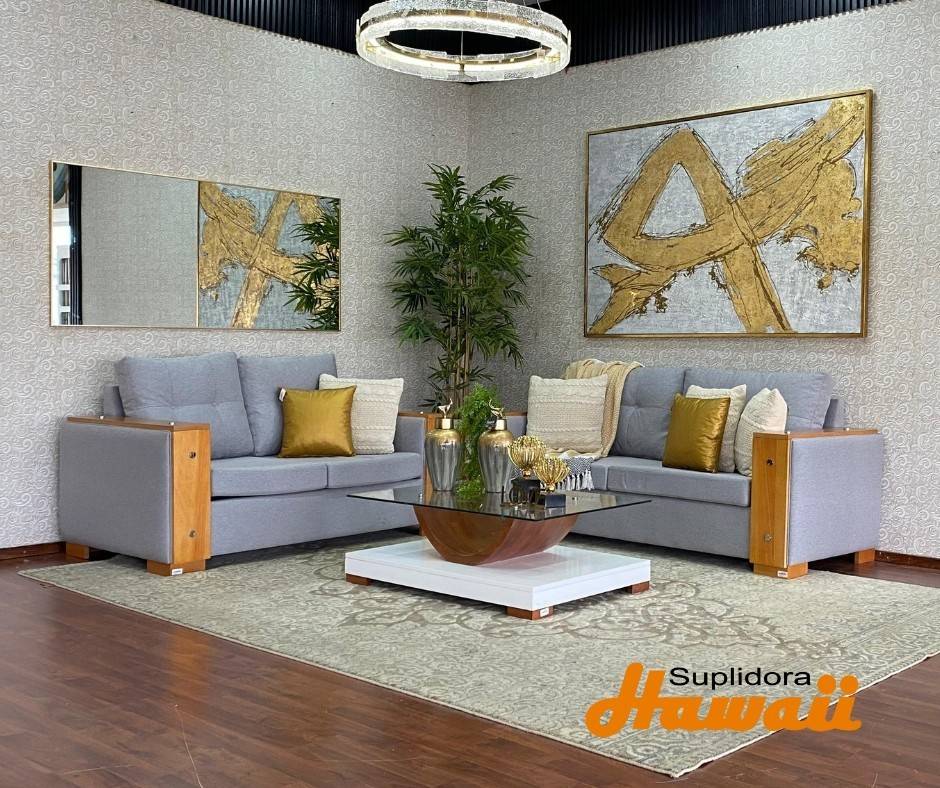 MUEBLE PRIMIUN S/2 S/3 TAPIZ/GRIS CON CHAPERA NATURAL D.R.