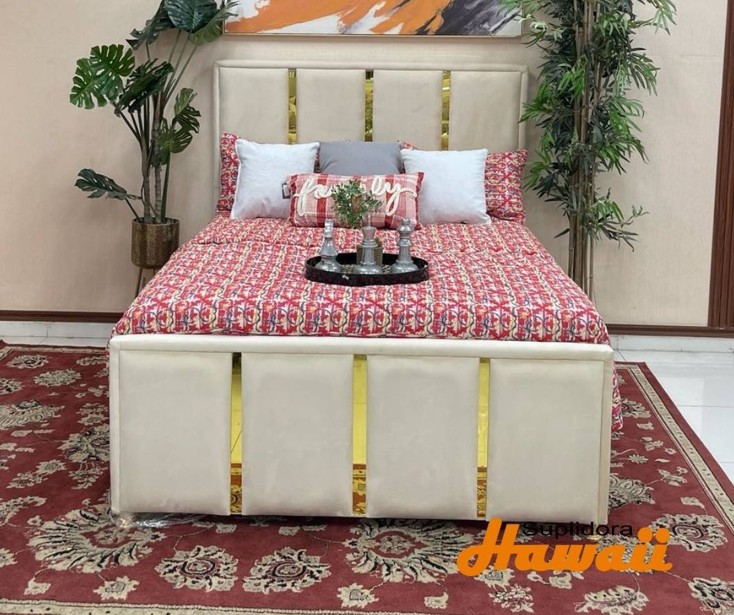 CAMA TAPIZADA TRICY 60 TAPIZ/CREMA C/DORADO F.I