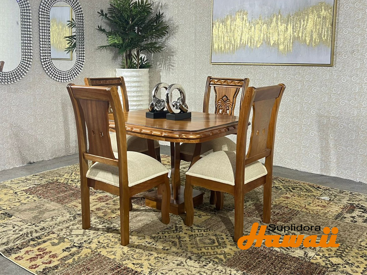 COMEDOR MEDALLON 4/S NATURAL TAPIZ/CREMA
