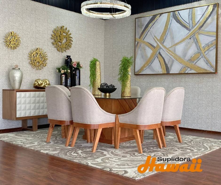 COMEDOR PRISMA NATURAL TAPIZ/CREMA OSCURO T/CRISTAL 8/S R.A.
