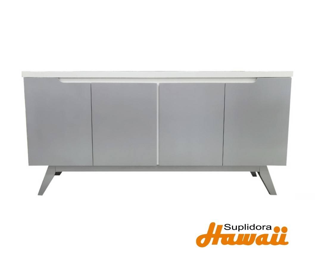 CREDENZA CONTEMPORANEA DE 4P BLANCA CON GRIS