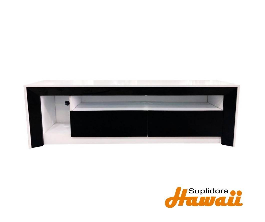 MUEBLE TV BLANCO CON NEGRO C/HUECO 72