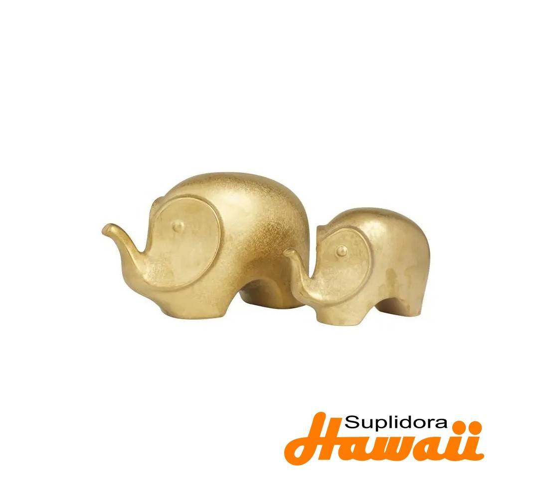 ESCULTURA ELEFANTE S/2 45385 CERAMICA DORADA 7, 6
