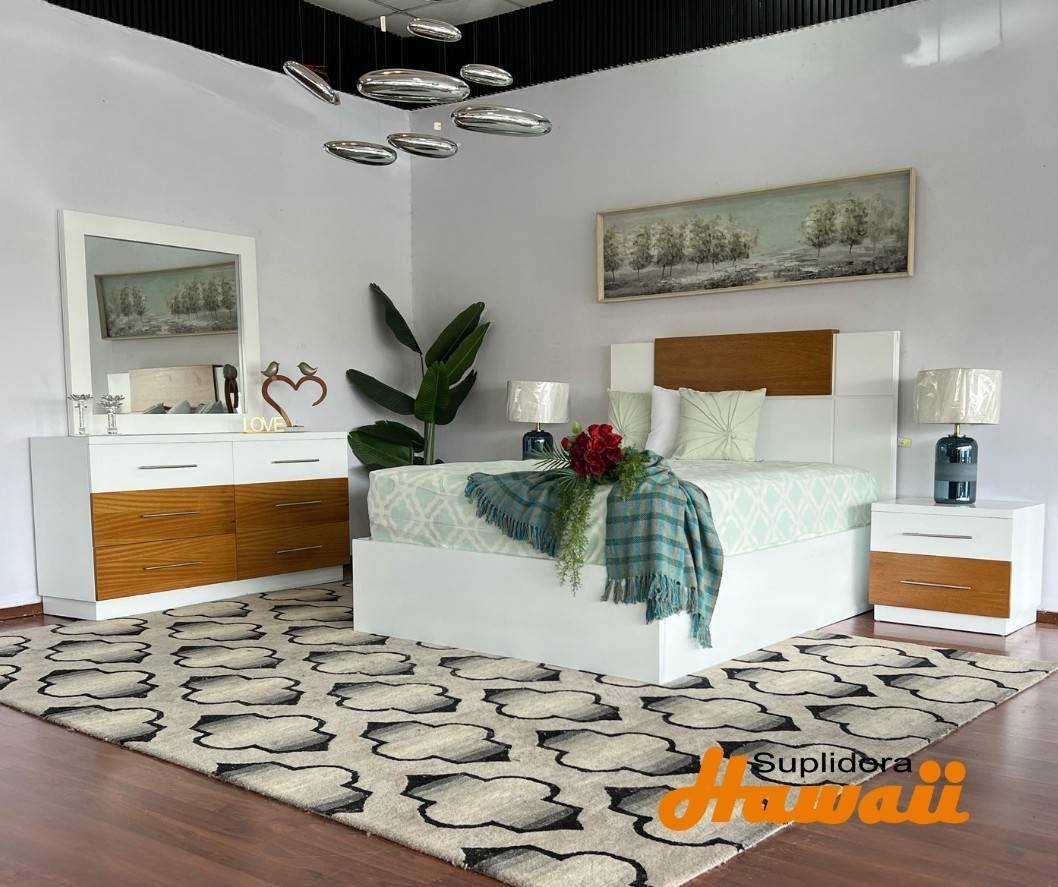 JUEGO APOSENTO MODERNO 60 BLANCO MDF Y ROBLE P.M