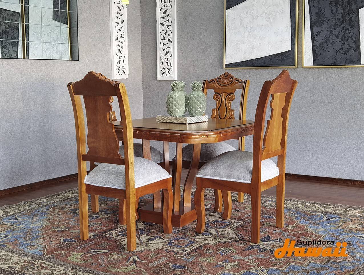 COMEDOR HAILY 4/S NATURAL TAP/GRIS CLARO