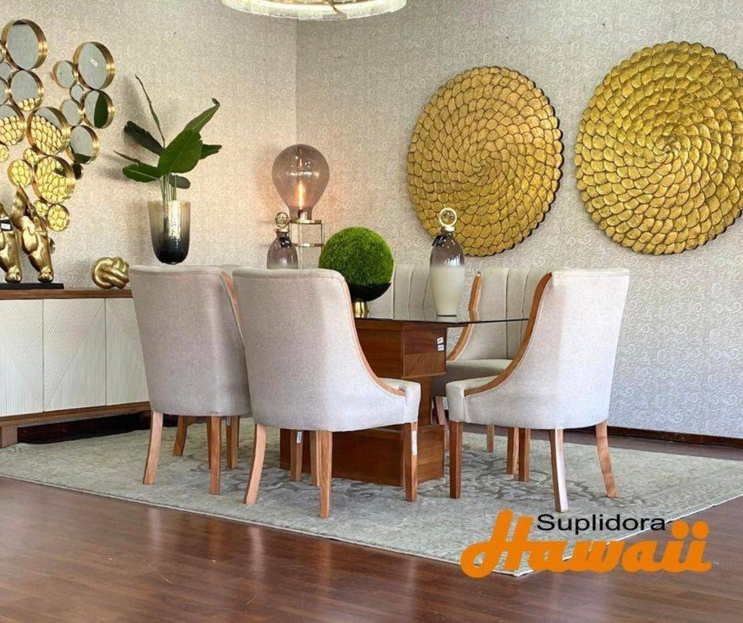 COMEDOR YIRA NATURAL TAPIZ/CREMA MEDIO 6/S T/CRISTAL R.A.