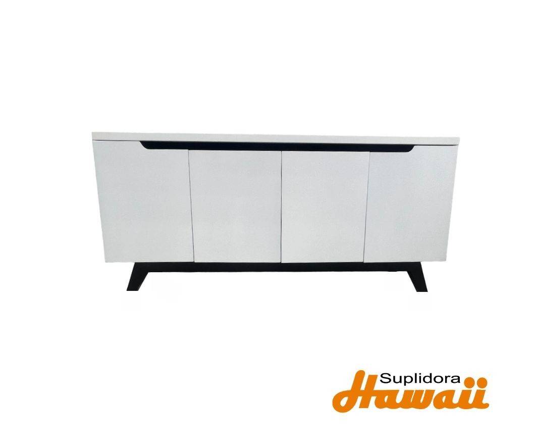 CREDENZA CONTEMPORANEA DE 4PTAS BLANCA CON NEGRO EM