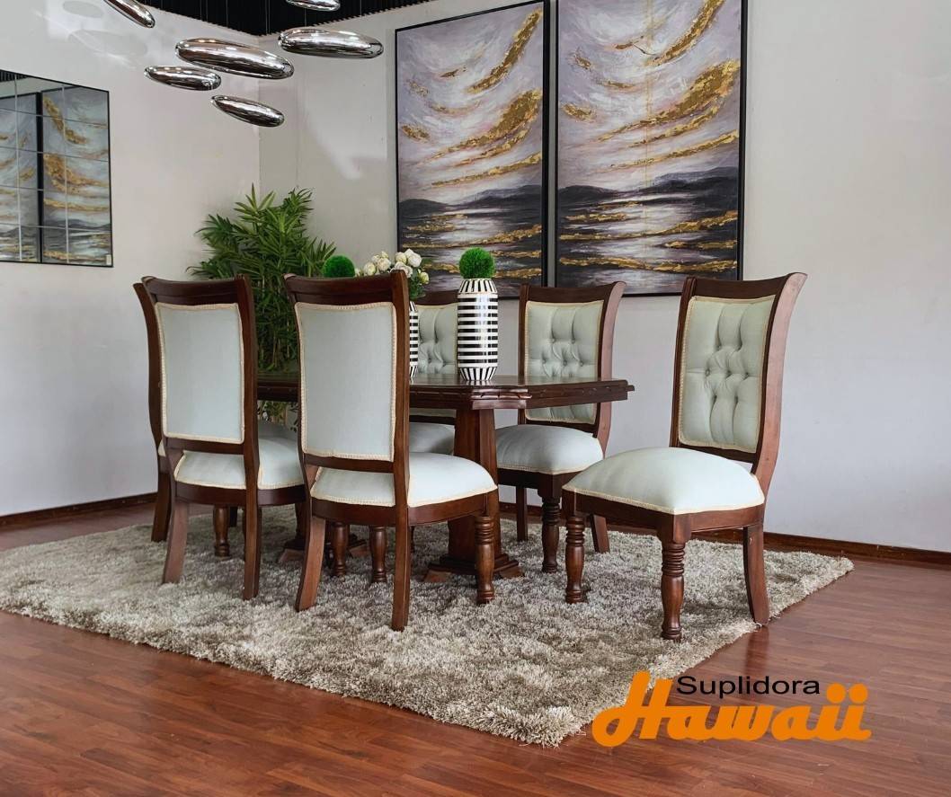 COMEDOR WILY TAPIZ/GRIS T/MADERA 6/S COLOR OSCURO  J.G.