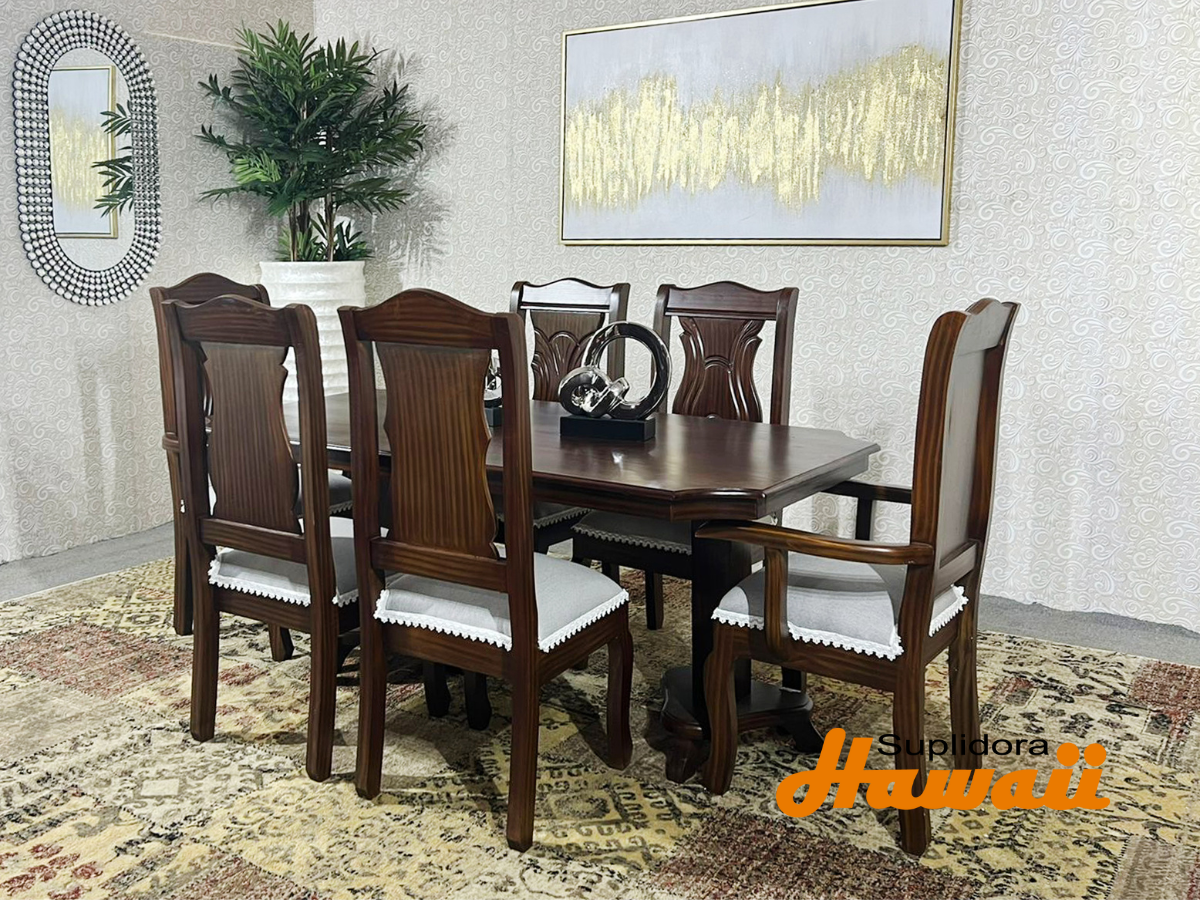 COMEDOR OSCURO 6/S TAPIZ/GRIS T/MADERA M.A.