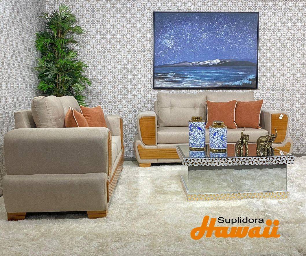MUEBLE LAURY NATURAL S/2 S/3 TAPIZ/CREMA OSCURO C.M.