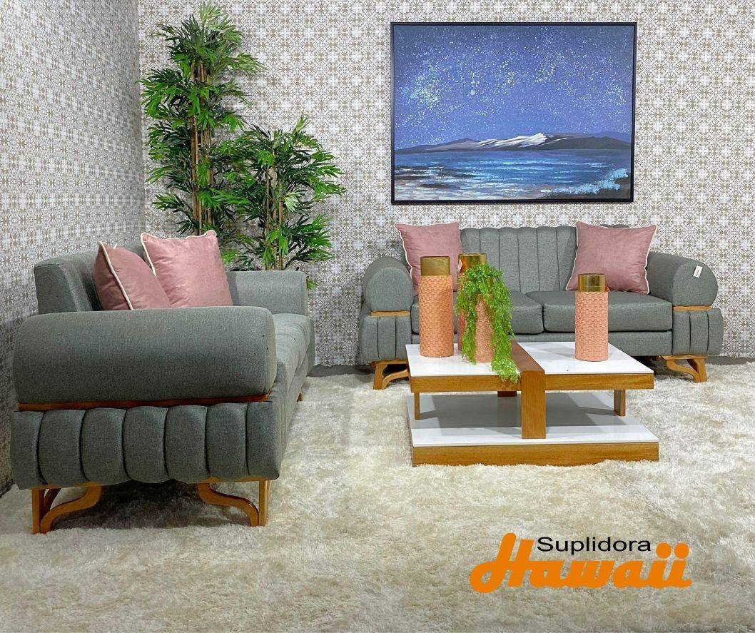 MUEBLE VALENCIA 1/M S/2 S/3 TAPIZ/GRIS OSCURO CHAPERA NATURAL C.M.