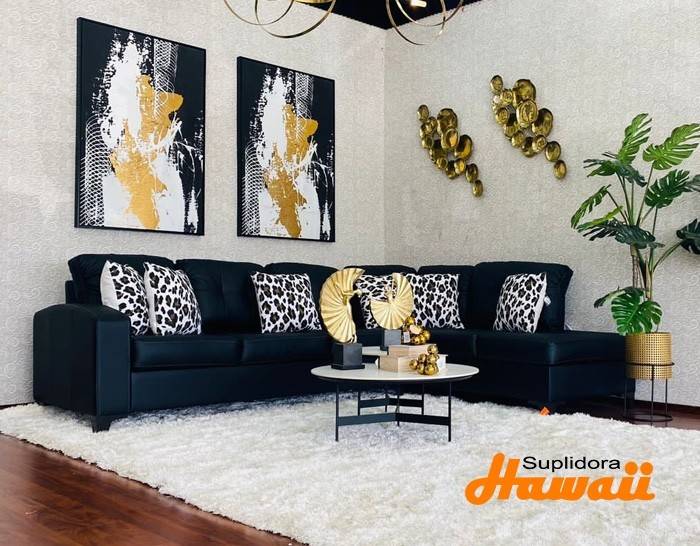 MUEBLE BURGOS L NEGRO VNE-L 2/PZS