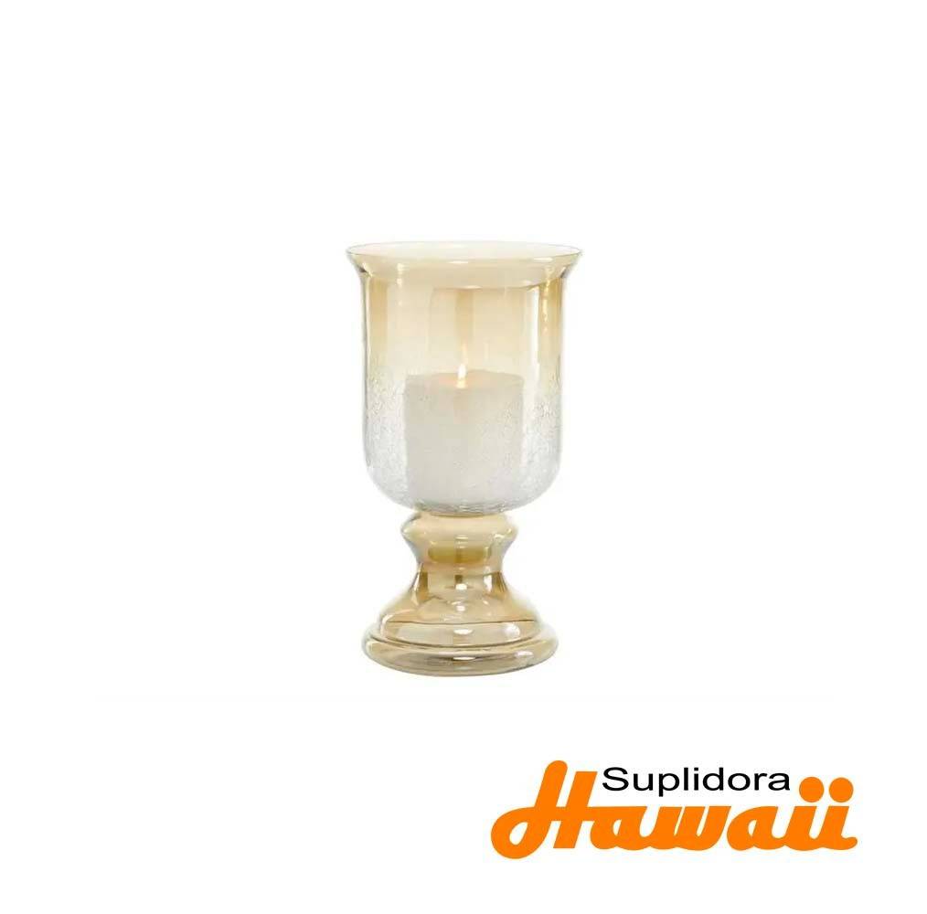 PORTAVELA TRADICIONAL 24674 VIDRIO DORADO 8x8x14