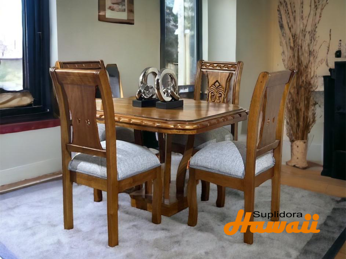 COMEDOR MEDALLON 4/S NATURAL TAPIZ/GRIS