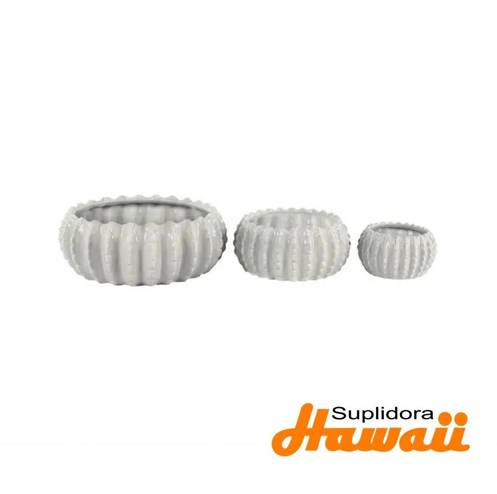 MACETERO TRADICIONAL DE CERAMICA 78691 S/3 BLANCO 8 12 19W