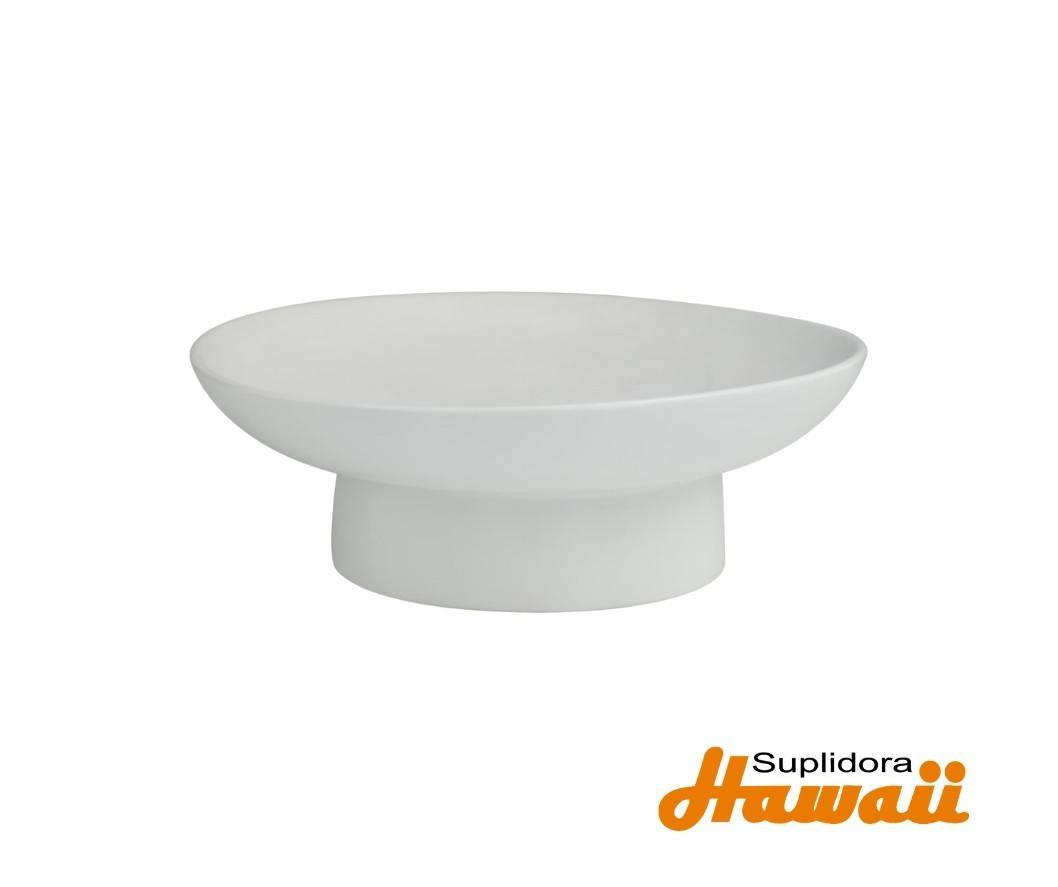 CUENCO DECORATIVO EN CERAMICA 11738 C/BASE ELEVADA BLANCO 15W 6H
