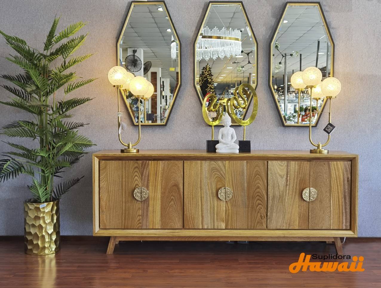CREDENZA COLOR NATURAL 6PUERTAS 90 ROBLE BRASILEO