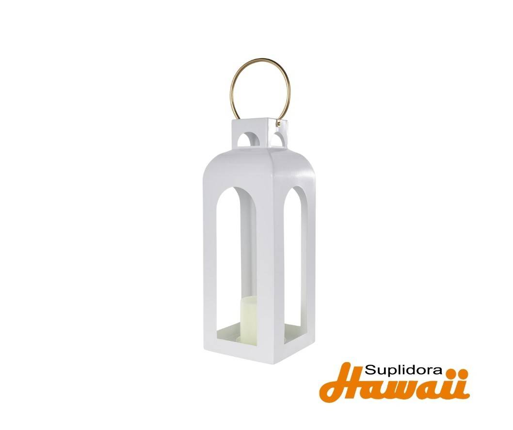 FAROL DE VELA DE METAL BLANCO 13126 CON FORMA D ARCO 7W 23H