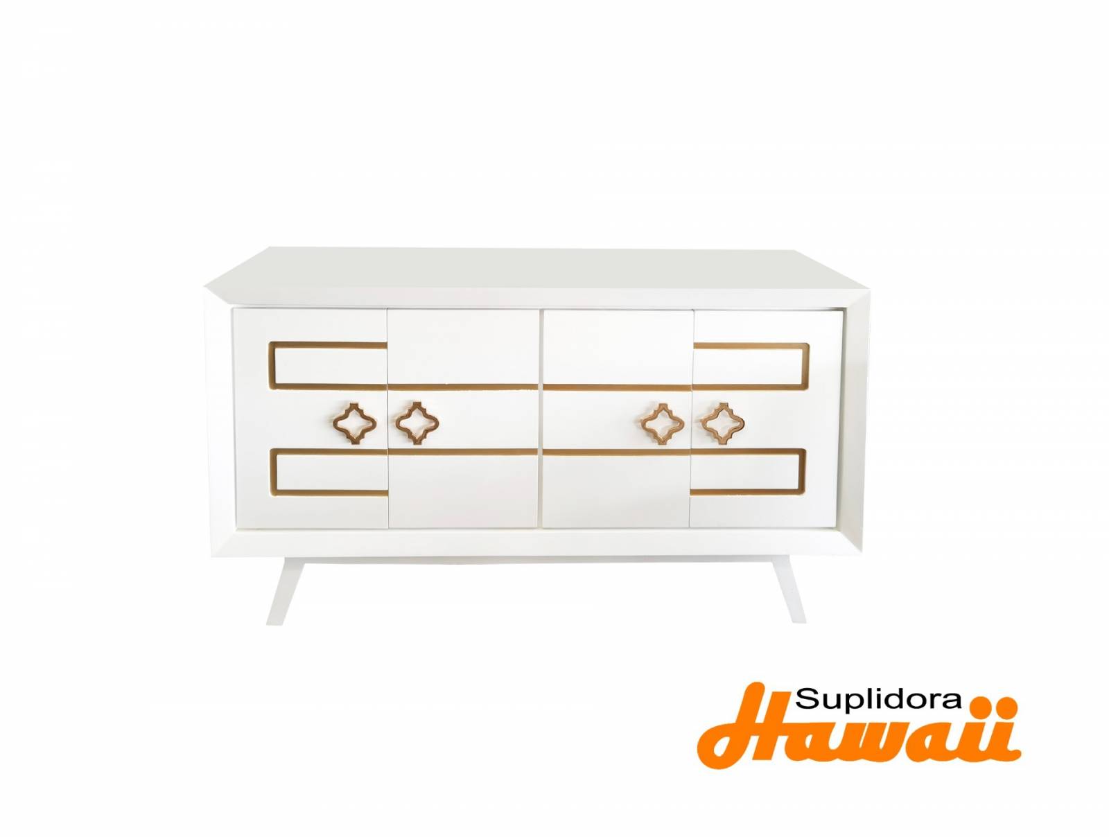 CREDENZA BLANCA RAYAS DORADAS 4/P DYR