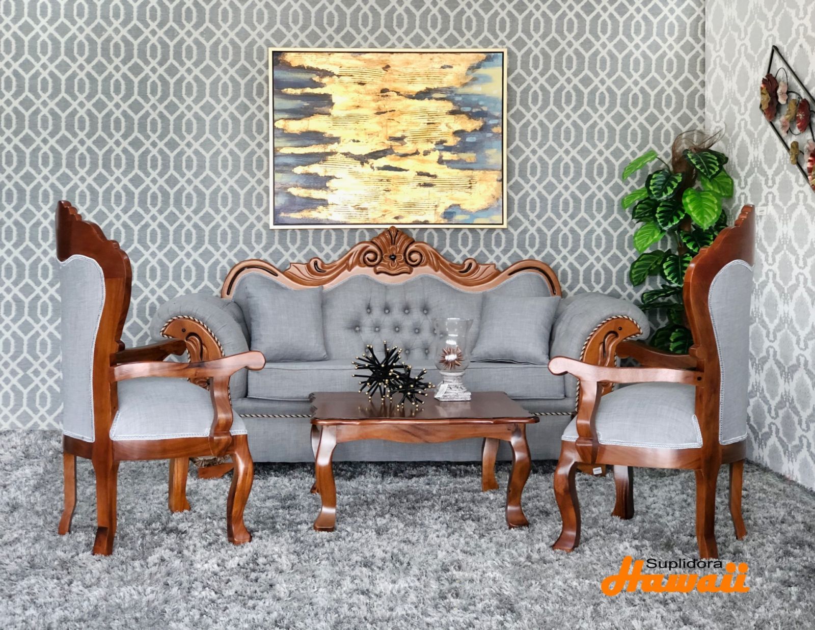 MUEBLE DE SALA HAILY GRIS 3-1-1 1M PM