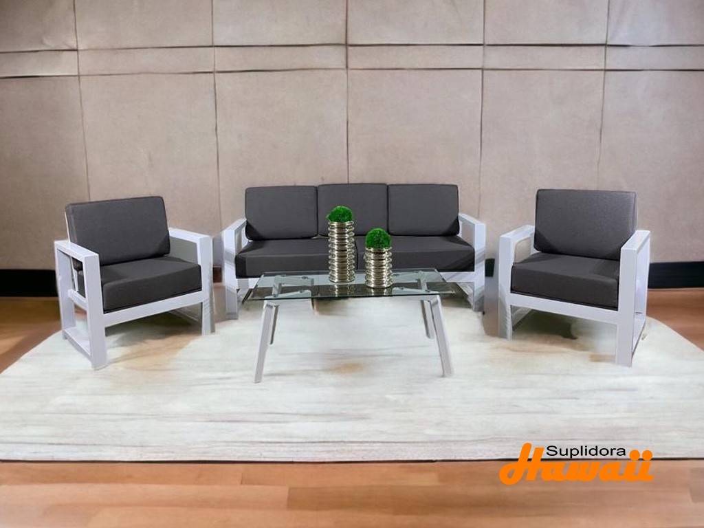 MUEBLE EN HIERRO BLANCO S3 2B 1M TAPIZGRIS OSCURO