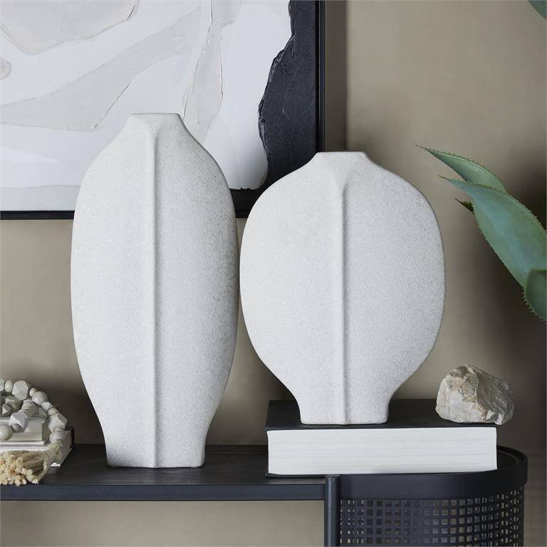 JARRON C/TEXTURA S/2 31008 CERAMICA BLANCA 18, 13H