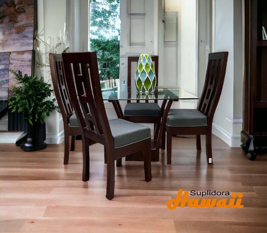 COMEDOR ESCALERITA MARRON TCRISTAL 4S TAPIZGRIS OSCUROACUERDO