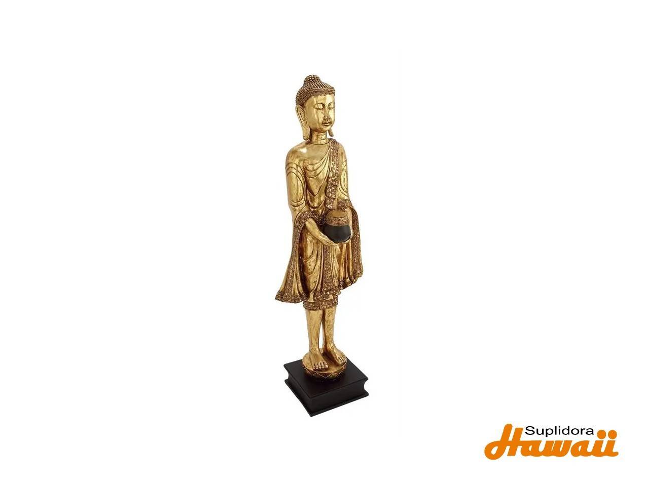 ESCULTURA BUDA ECLECTICO 44793 DE RESINA DORADO 16W, 54H