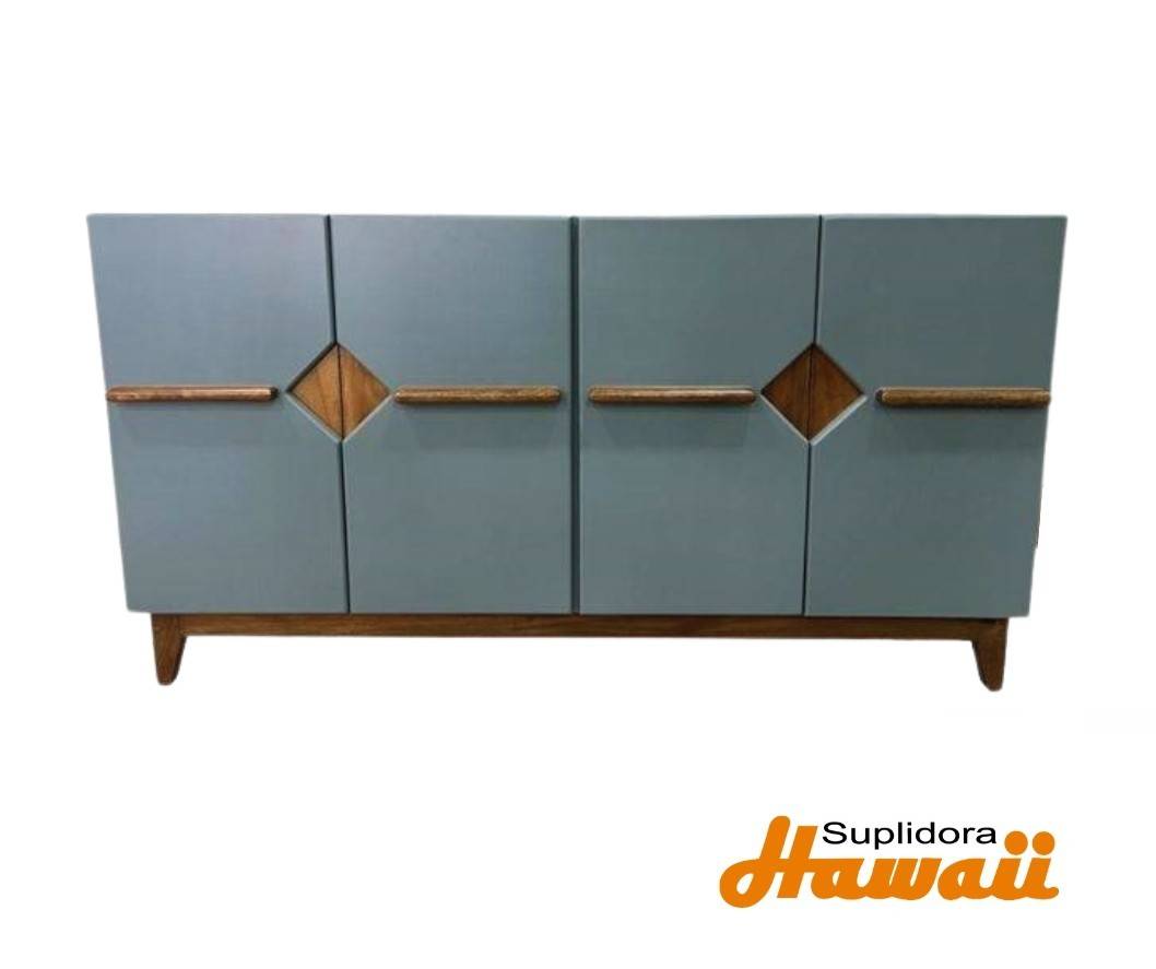 CREDENZA GRIS C/NATURAL 4/PUESTAS CON TRIANGULO 60