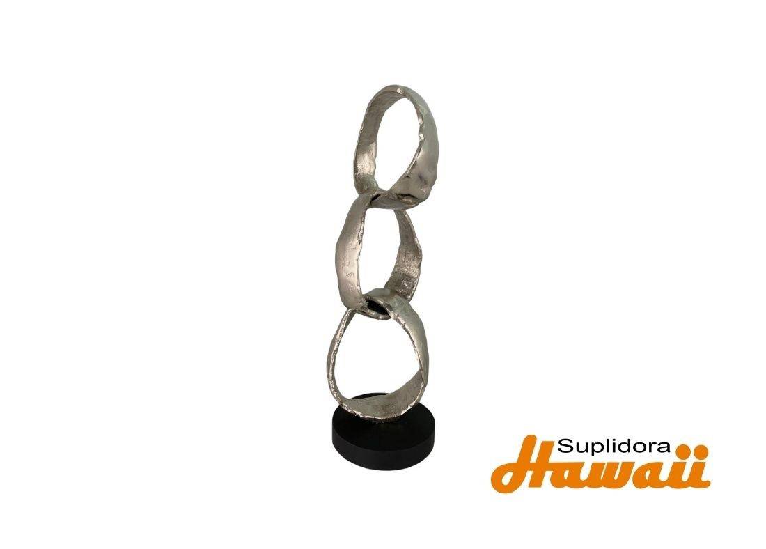 FIGURA DECORATIVA 428-1201167 PLATEADO CBASE NEGRA 21X15X63CM