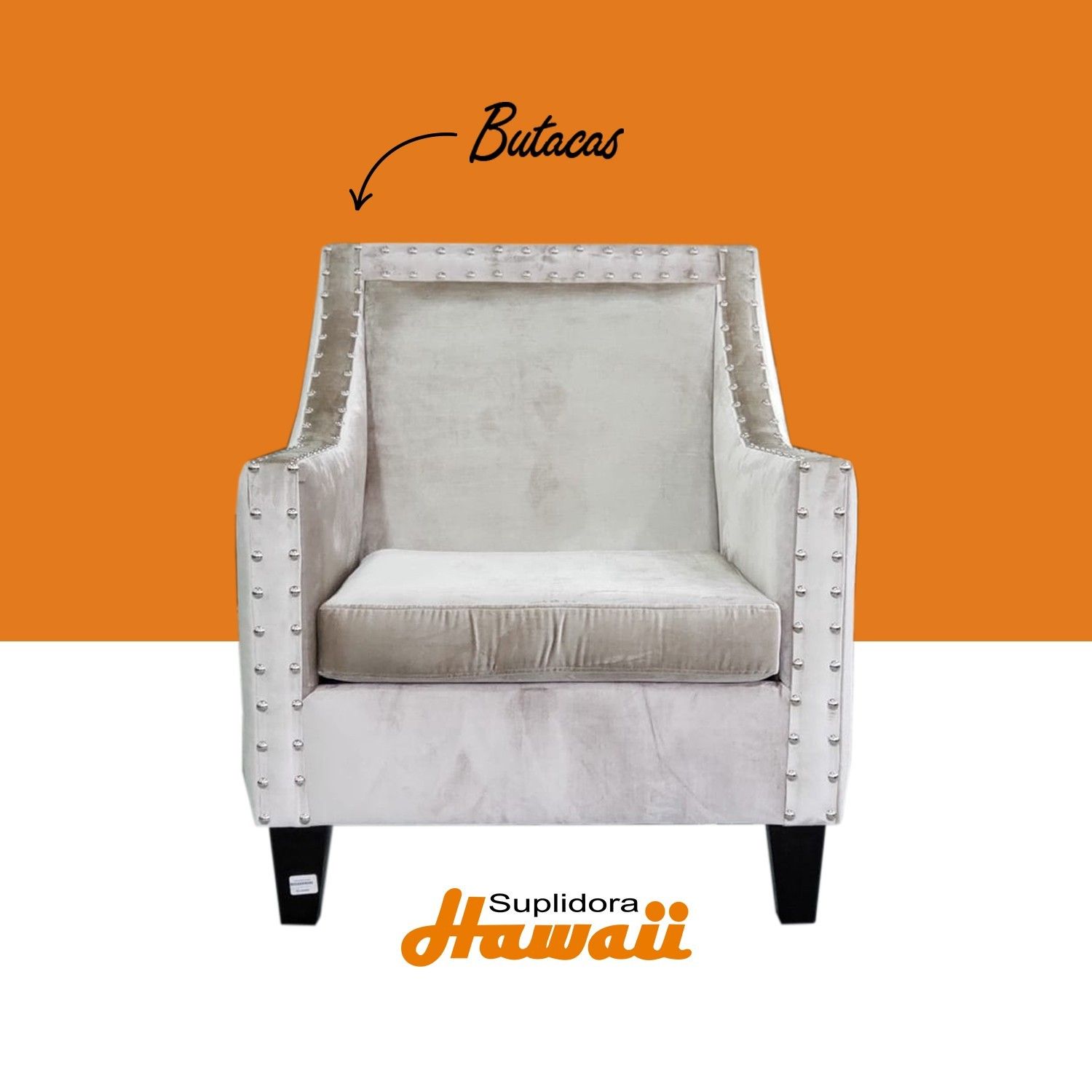 BUTACA CHAMPAGNE C/BRAZO Y TACHUELA DyR