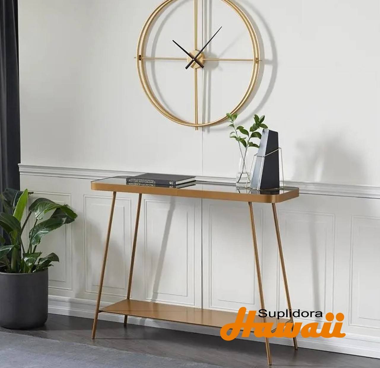 CONSOLA MODERNA 16414 METAL DORADO 43.5, 34